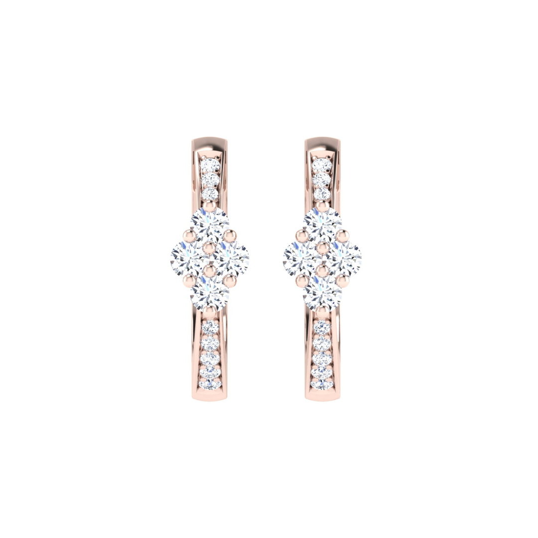 Nidal Jewels | Clover Diamond Cluster Rose Gold Hoops - Nidal Jewels